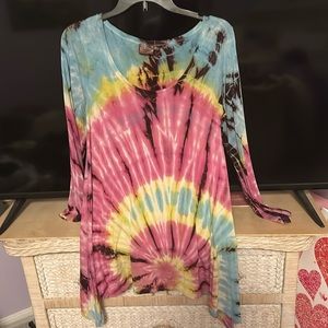 Tie dye long tunic top